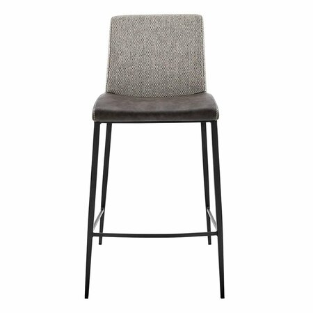 HOMEROOTS Faux Leather & Fabric Counter Stools Gray - Set of 2 400576